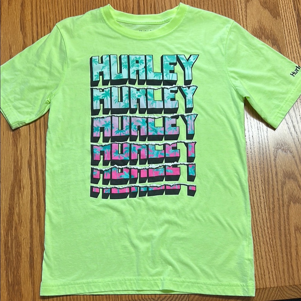Hurley Green Short Sleeve Tee with Gradient Logo